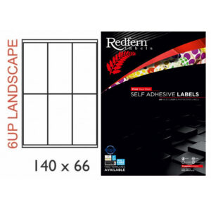 Redfern White Laser Label Landscape 6UP - 140 x 66mm (9400)